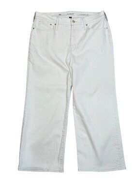 J.Crew Womens Slim Wide Leg Jean Ecru Cream Size 34 High Rise Stretch Denim
